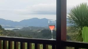 Enjoy a wine on the Lodge deck and look out across the expansive view!