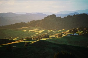 View across the valley in the sunshine.