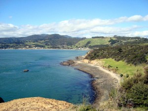 Looking back to Omapere from the South Head track       