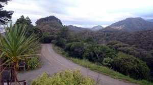 View down the road from the main gate  